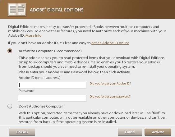 Authorize the computer or device with an Adobe ID.
