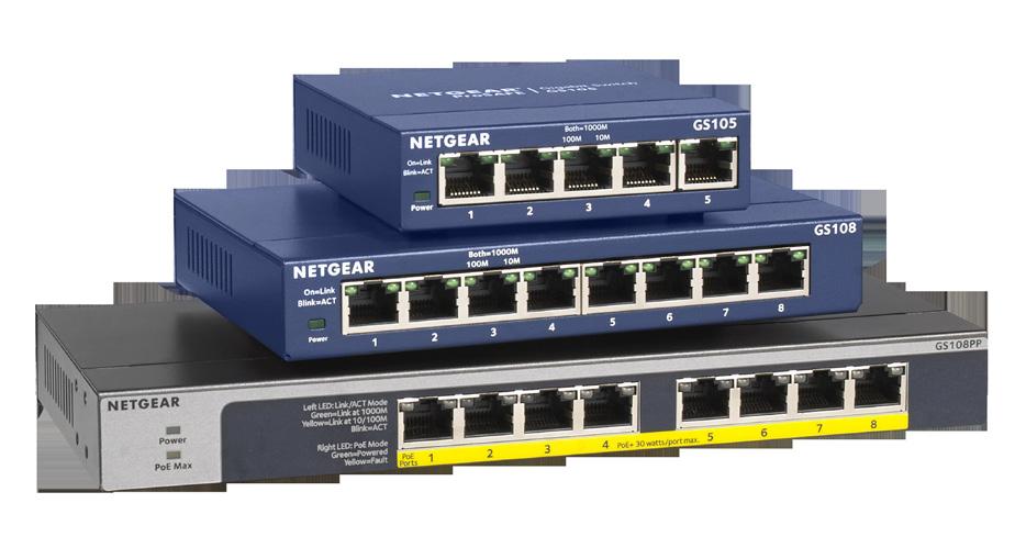 Instant Connectivity with Reliable Performance The NETGEAR Gigabit Unmanaged Switch series helps businesses costeffectively expand their network to Gigabit speeds and higher port counts.