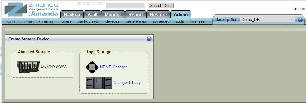 2.2 Creating the storage devices Before you begin, log on to the Amanda server and add the DR Series system nfs mount.