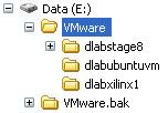 E:\VMware.bak directory is a Read Only access for restoring to the last known working build stage of a virtual machine.