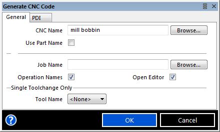 If you were working on a '.ppf' part in Licensed mode, you would see the Generate CNC Code dialog.