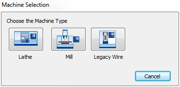In the next dialog click Lathe or Mill, depending on your type of work.