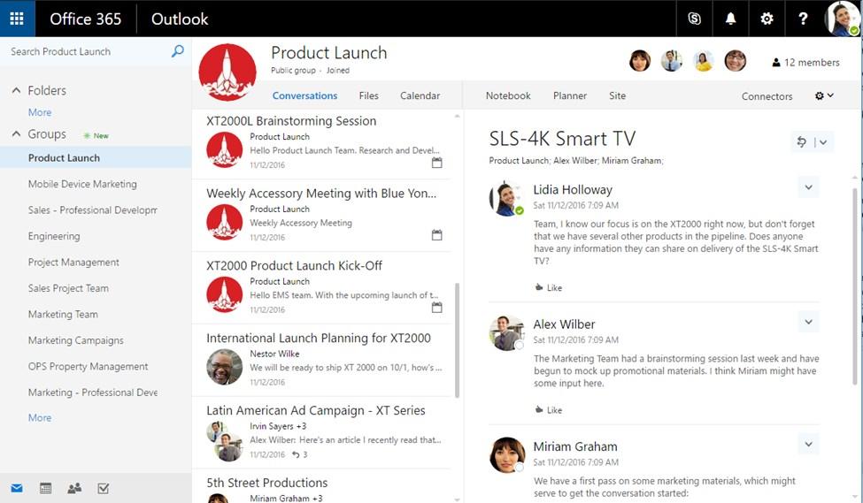 Groups is included as part of Outlook and it connects people whether they are in the office or on the go, via the mobile Microsoft Groups app.