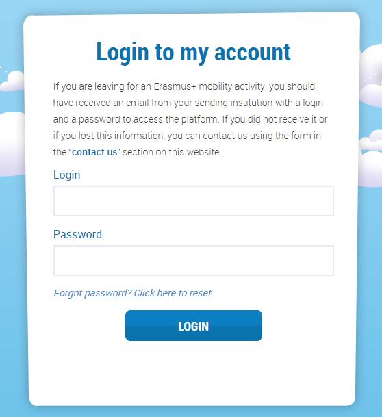 To log in, type in the Login and the Password you received by email.