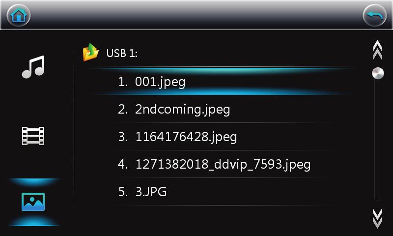 Once you have inserted a USB into the NG7 unit select Media from the main menu: Depending on what files you have on your USB the unit will default in the following order: