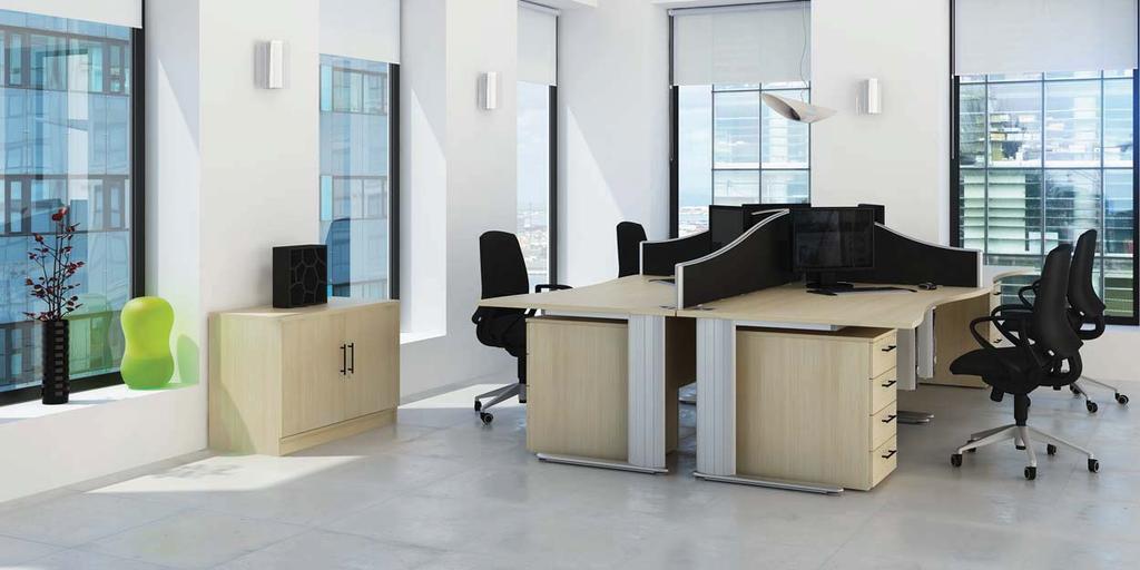 1000mm Deep Double Wave Desking Double Wave desking provides a non handed work surface.