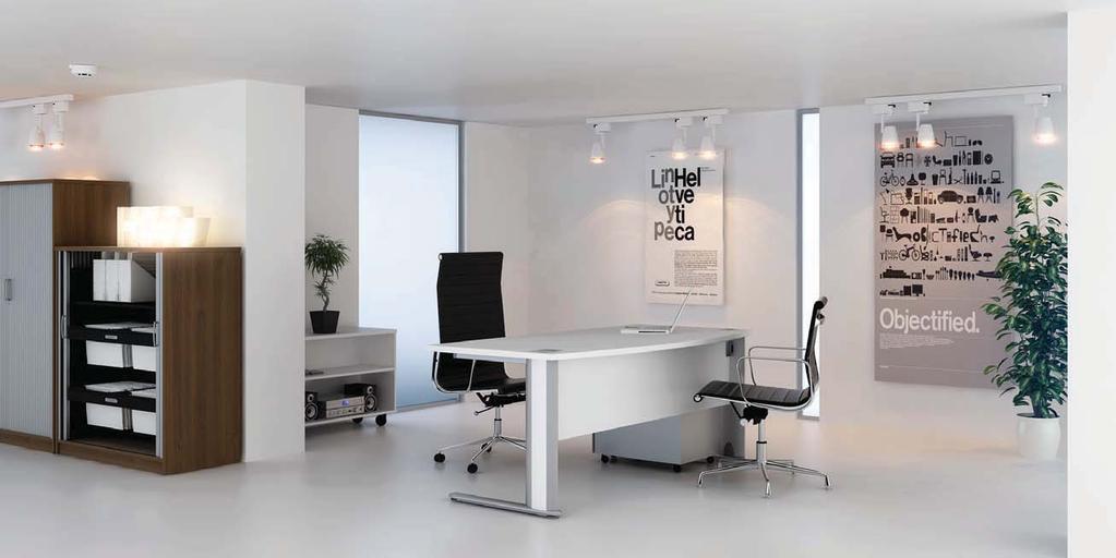 Bow Fronted Rectangular Desking This modern design allows for an informal meeting area at the front of the desk.