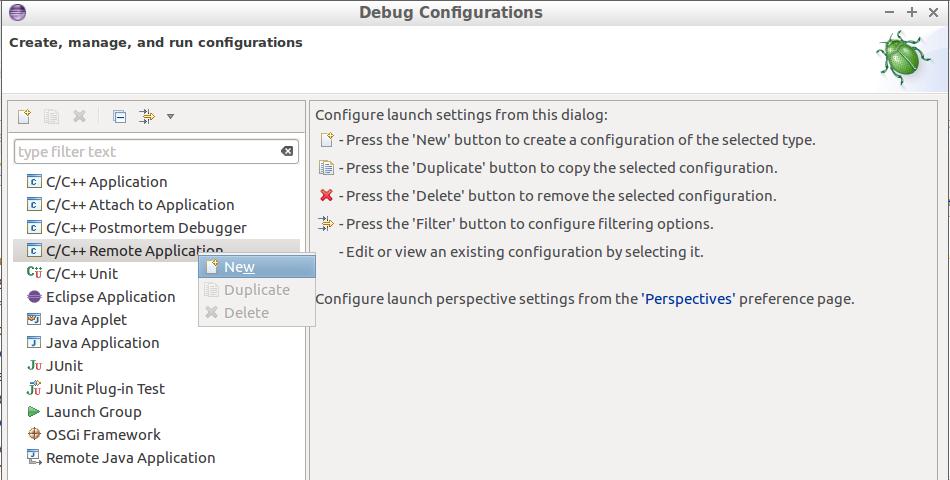 Developing using C on imx Developer s Kits Page 30 Figure 36 - New debug configuration On the Main tab the