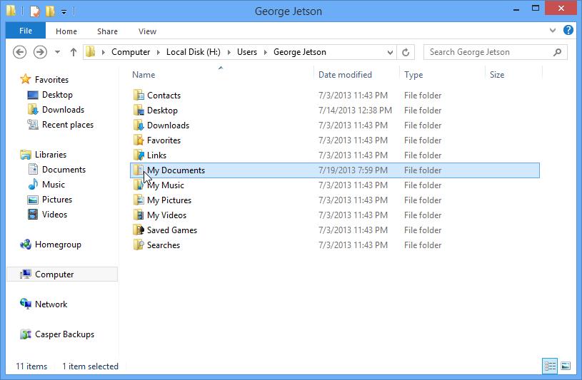 7. Double-click the [My] Documents folder to access the contents of your account s Documents folder.