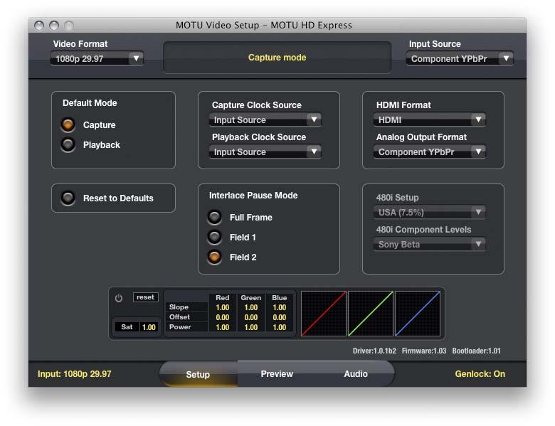 SETUP TAB The Setup tab (Figure 6-4) provides several general settings for HD Express operation.