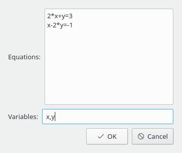2.4.5 Solve equations dialog This dialog allows entering equations to