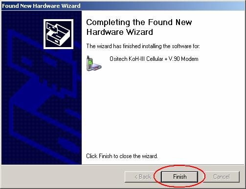 The Found New Hardware Wizard will now prompt you that it has finished installing the software for your programming cable device. Click Finish to complete the programming device installation.