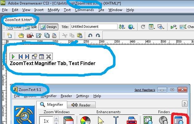 ZoomText Reader Click the "Reader" tab
