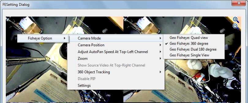 3. Right-click the camera view and select Fisheye Option to access the fisheye functions.