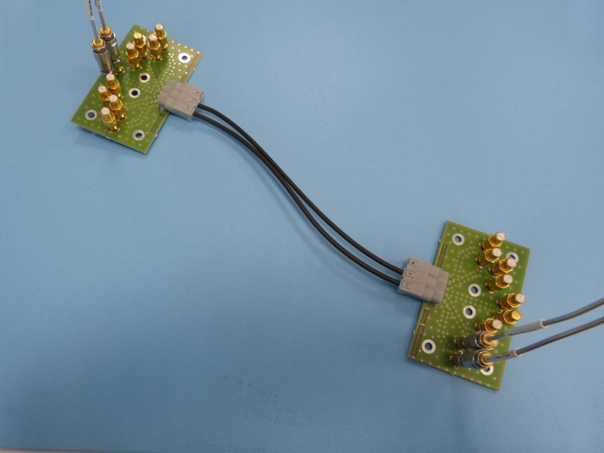 MDI connector performance VNA measurement setup Whole link consists of 2x breakout boards 2x MDI connectors 2 mm jacketed cable Plot against the