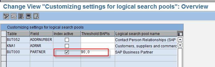 BAPIs a. Activate the index pools BUT000 (for accounts) and/or BUT052 (for contacts) by