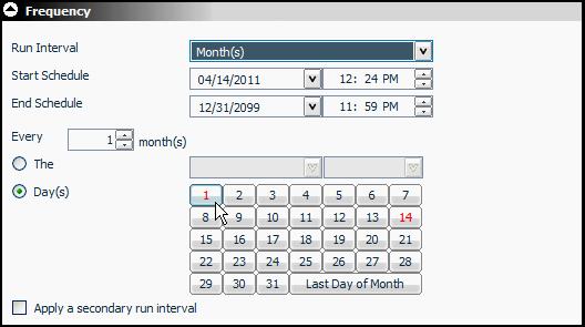 Indicate which day(s) of the week you want the report to run by selecting one or more of the checkboxes.