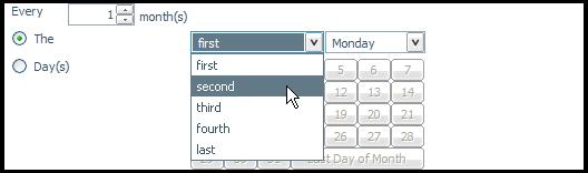 The Scheduling tool s Frequency view will change to this: Start and End Schedule function exactly the same as in the above example.