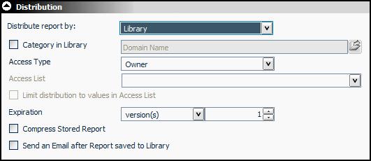 The Distribution section with the default Library settings.