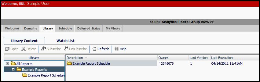View Report in Library: To view a report in your Dashboard library,