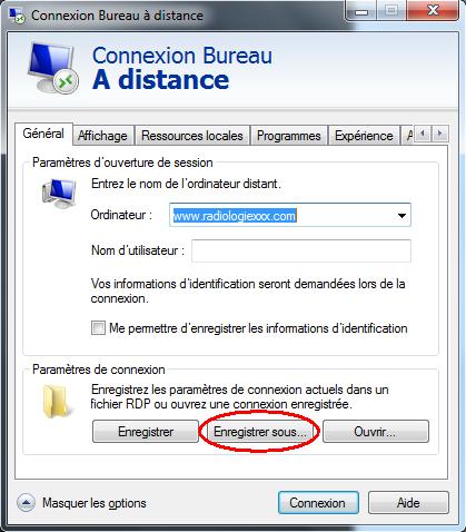 a. Click on the downward arrow Afficher les options: b. In the following window, click on Enregistrer sous c. In the next dialog (see next page) remove the default file name called Default.