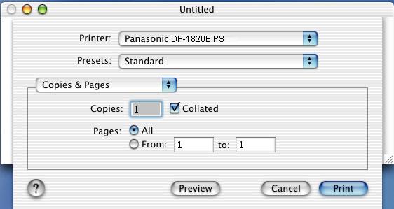 Configuring the Printer Driver Settings (Macintosh) Mac OS X Copies & Pages Menu 1.