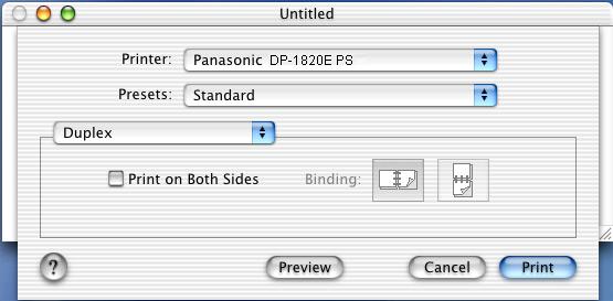 Configuring the Printer Driver Settings (Macintosh) Mac OS X Duplex Menu (For Mac OS X10, X10.1, X10.2.