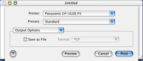 Configuring the Printer Driver Settings (Macintosh) Mac OS X Output Options Menu Printer Section Save as File / Format