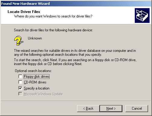 driver for my device. Click the Next button.