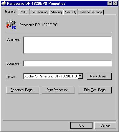 Windows NT 4.0 (Administrator) General Tab Configuring the Printer Driver Settings Printer Section 1. Comment Enter comments regarding the properties, if any.
