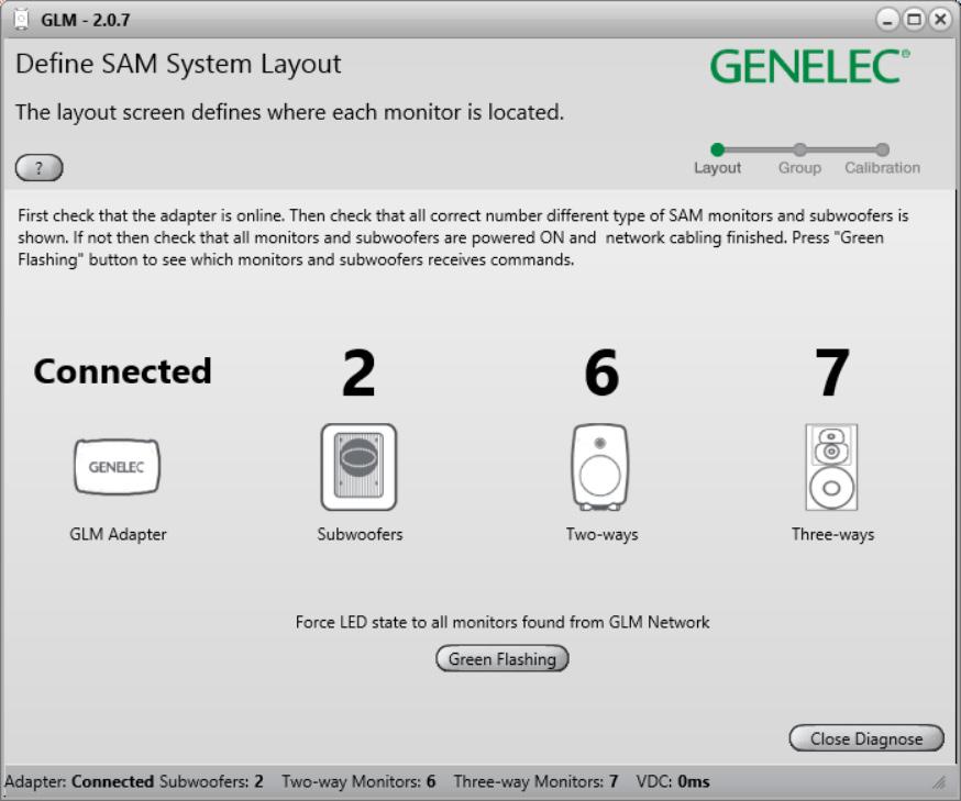 Genelec Loudspeaker Manager (GLM) 2.0 - System Operating Manual page 51 of 55 Figure 33. GLM Diagnose View.