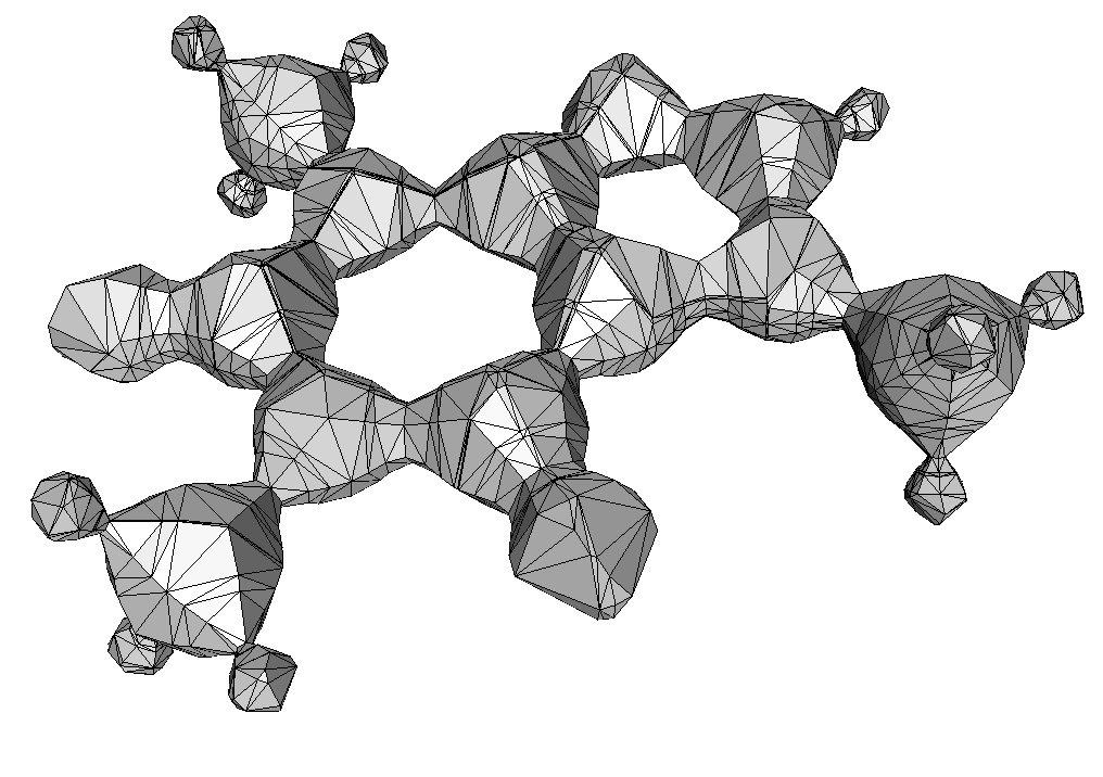 Figure 8: The caffeine molecule. Pictures are in the same order as Figure 6.