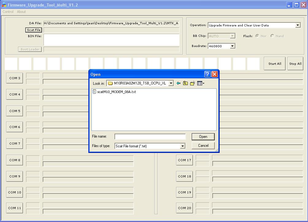 Double-click here to start Figure 1: Start the tool c) Set Scat File as figure 2. Once the scat txt file is selected, the corresponding bin file will be shown in the ROM file.