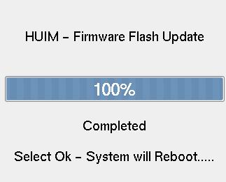 11. The unit will display a progression bar during the installation (this process takes less than 10 seconds). Figure 1.9 HUIM Update Progress 12.