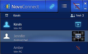 *Jennifer s (example name) Android tablet does not have a symbol, indicating that Jennifer allows host preview. Highlight and click on the middle part of the entry for Jennifer.