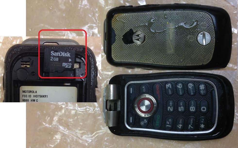 Figure 4. Motorola Barrage. 2.2.2. Motorola Barrage V860 Cellphone Data Description The phone belonged to the accident pilot. Due to damage, only the microsd card was examined for this report.