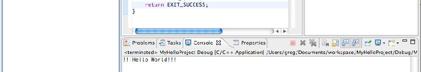 Double-click on source file in the Project Explorer to open C editor Outline view is shown