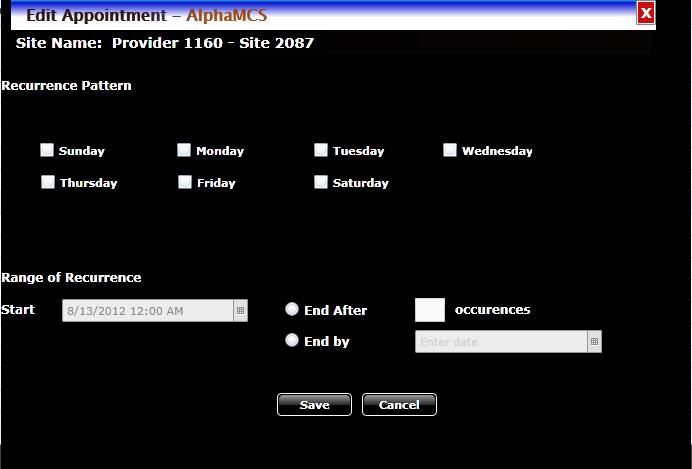 Fill in the necessary information and click the Save button. This will take you back to the first appointment screen.