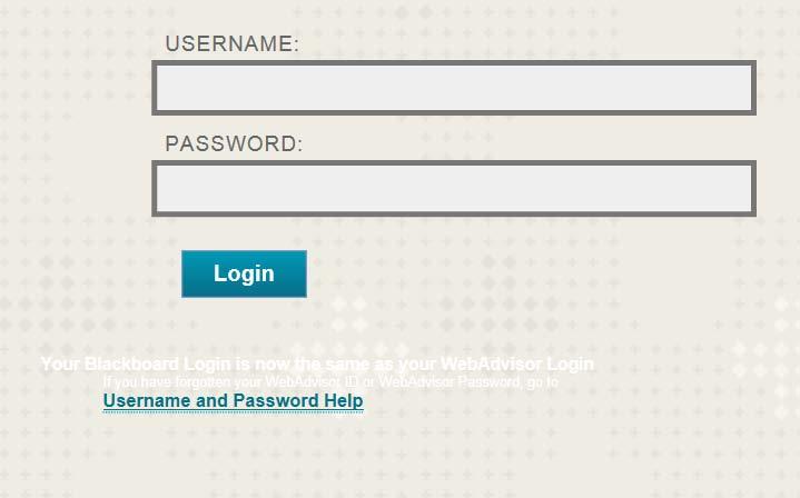 To Reset the Blackboard Password or View the Password Hint: 6. Blackboard uses the Web Advisor User ID and password.
