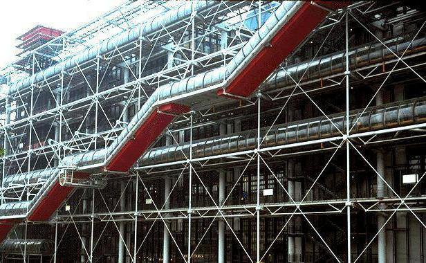 (A) (B) (C) Figure 1: Examples of frame structures in architecture from 19th and 20th centuries. (A) Center Pompidou, Paris (1970s). Architects: Renzo Piano, Richard Rogers.
