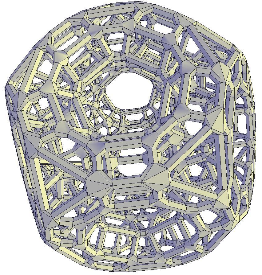 Figure 4 shows an example of applying the solid wireframe modeling tool to a dodecahedron with different values of thickness and