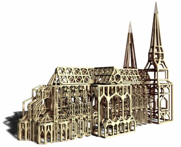 Figure 6: Model of a cathedral created using the column modeling tool. 4.