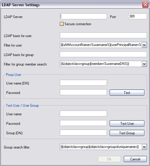 Bosch Video Management System User Groups page en 379 LDAP Server Settings LDAP Server: Type the name of the LDAP server.