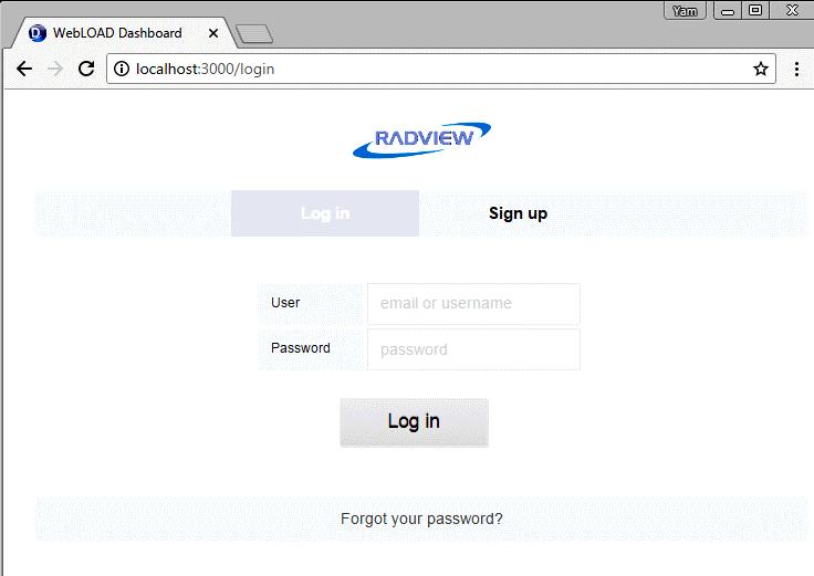 Figure 3: Web Dashboard Login After login, the home dashboard appears, showing the latest session, if there is a session in the database.