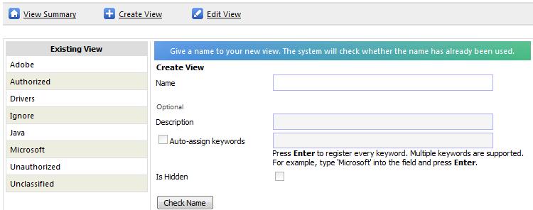 Create new view To create new view, you must be a Software View Moderator. A system administrator or inventory administrator is also a view moderator by default. Go to the administration page.