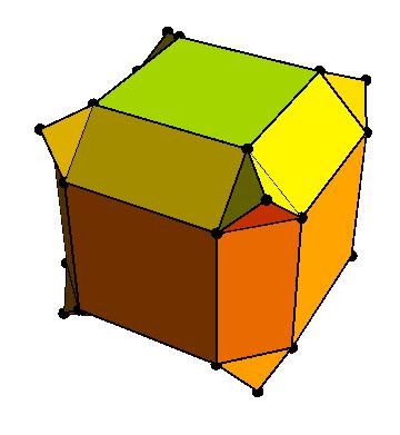 Figure 3.: Optimum Inflation of the Cube vectors for adjacent faces on the cube are orthogonal. Hence by the Pythagorean theorem, (2ɛ) 2 = 2(δ + ɛ) 2. Thus we arrive at the conclusion that δ = ( 2 )ɛ.