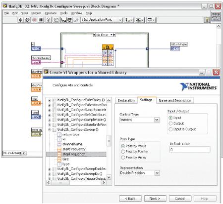 Communicating between C/C++ and LabVIEW Import Shared Library wizard Create a LabVIEW project library of