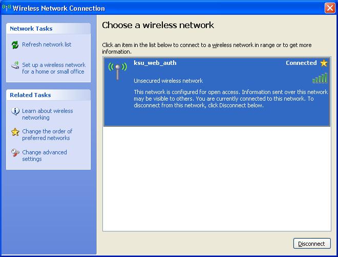 6. A window will appear that will display the wireless networks