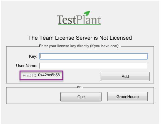 The licensing splash screen displays your Host ID Copy the Host ID to your clipboard before going to the next step. 2. Log in to your greenhouse account.