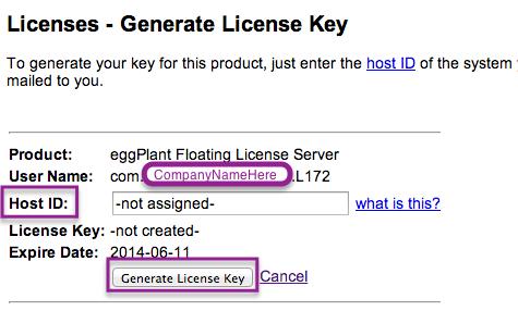 New or unused licenses will show "-not created-" in the Key column instead of an actual license key.